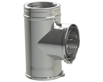 T-stuk dubbelwandig 90&deg; met klemband &Oslash; 150 mm / 200 mm