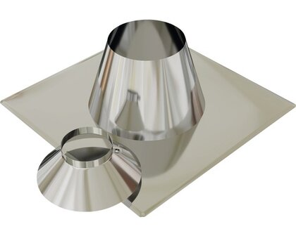 Dakdoorvoer dubbelwandig platdak met stormkraag 0&ordm;-10&ordm; &Oslash; 80 mm / 130 mm