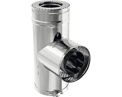 T-stuk dubbelwandig met klemband 90&ordm; &Oslash; 80 mm / 130 mm