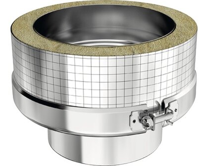 Aansluitstuk dubbelwandig - enkelwandig met klemband &Oslash; 80 mm / 130 mm