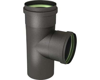 T-stuk 90&deg; enkelwandig &Oslash; 80 mm zwart